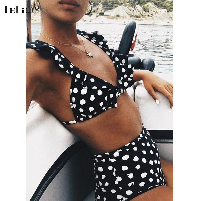 High-Waist Polka Dot Bikini – Chic Summer Beachwear