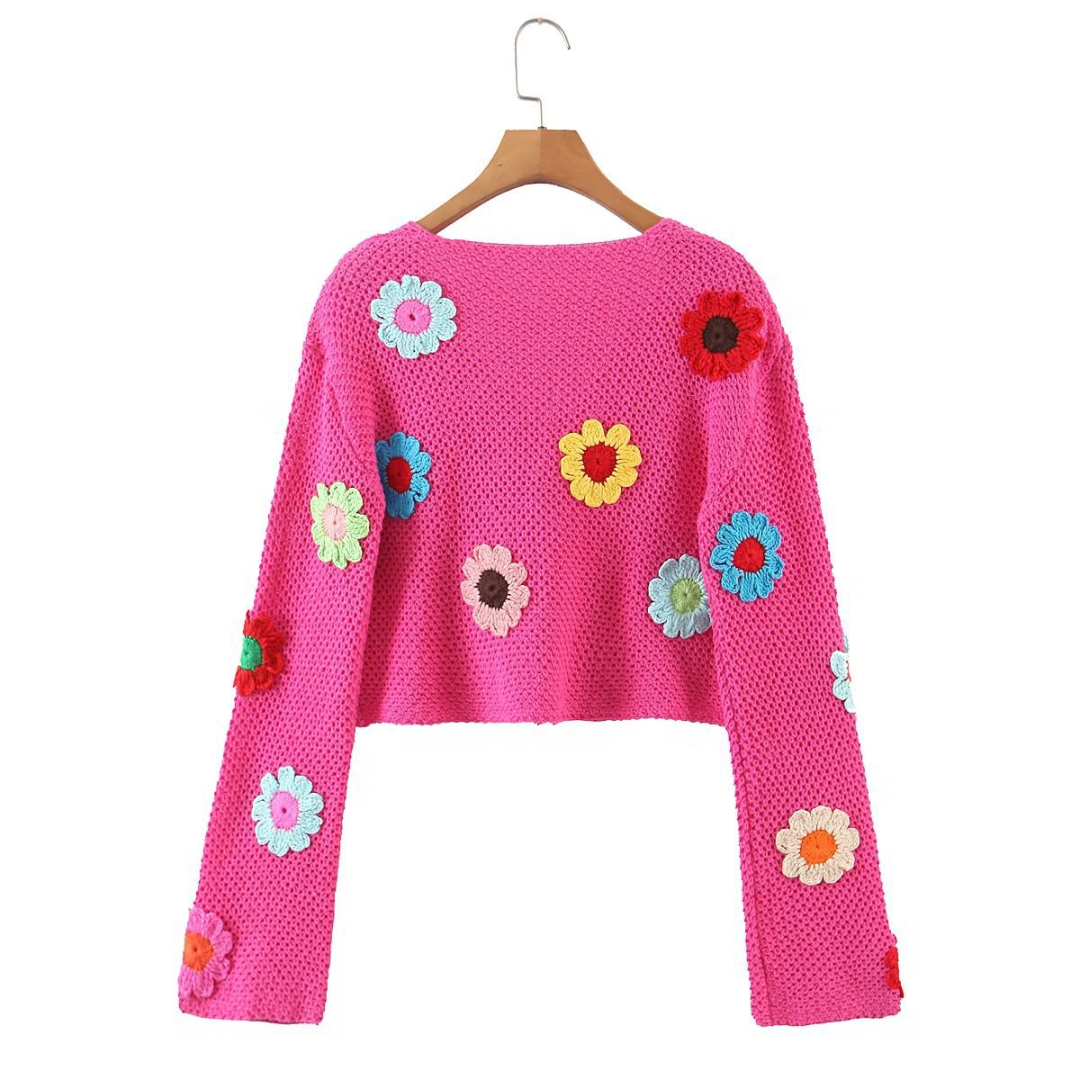 Autumn New Fashion Flower Lace Knitted Cardigan Sweater Women - Mammalook