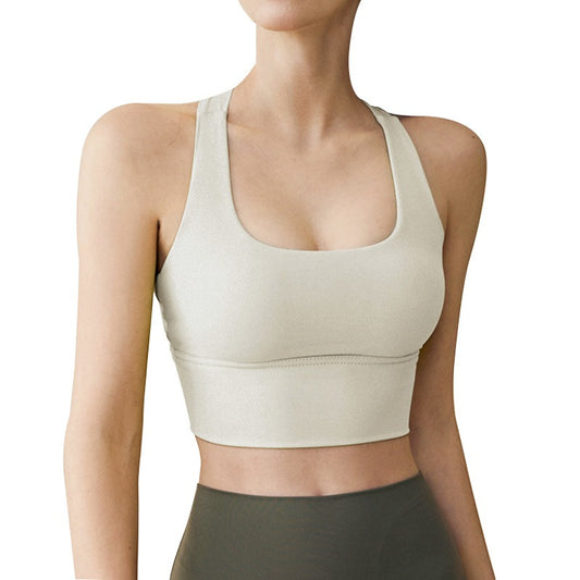 Sports Bra Womens Summer Shockproof Outwear Running Nude Yoga Tank Top, Beautiful Back Gathering, High Strength Fitness Bra - Mammalook