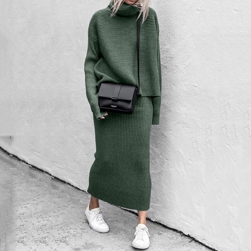 European and American women's autumn new casual loose fashion long skirt two-piece set - Mammalook