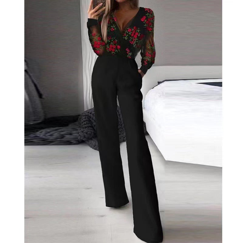 Jumpsuit with slanted collar and mid waist for a stylish commuting jumpsuit - Mammalook