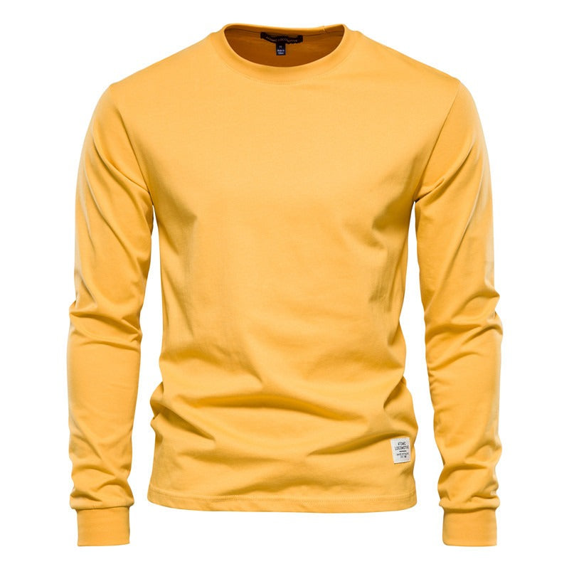 Autumn Fashion Long Sleeve New Men's Solid Long Sleeve Top High Street Inner Cotton T-Shirt - Mammalook