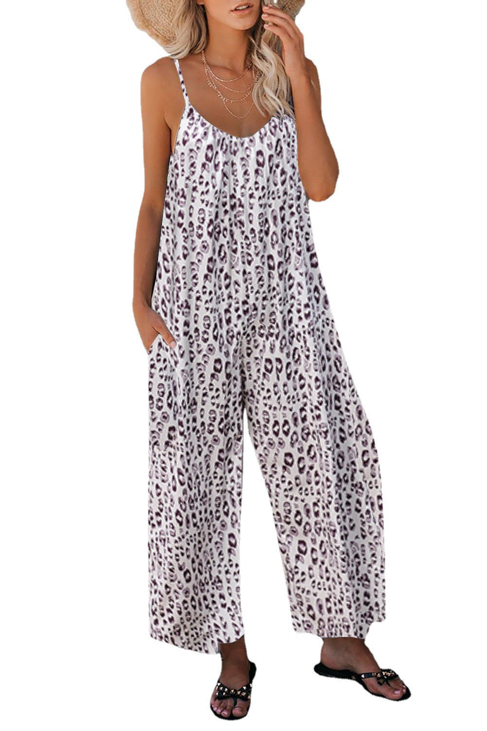 Suspender Jumpsuit Women's Summer Solid Color Slip Pocket Casual Jumpsuit - Mammalook