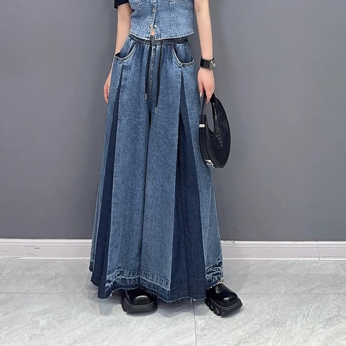 Washed Denim Wide-Leg Jeans – High Waist, Loose Fit
