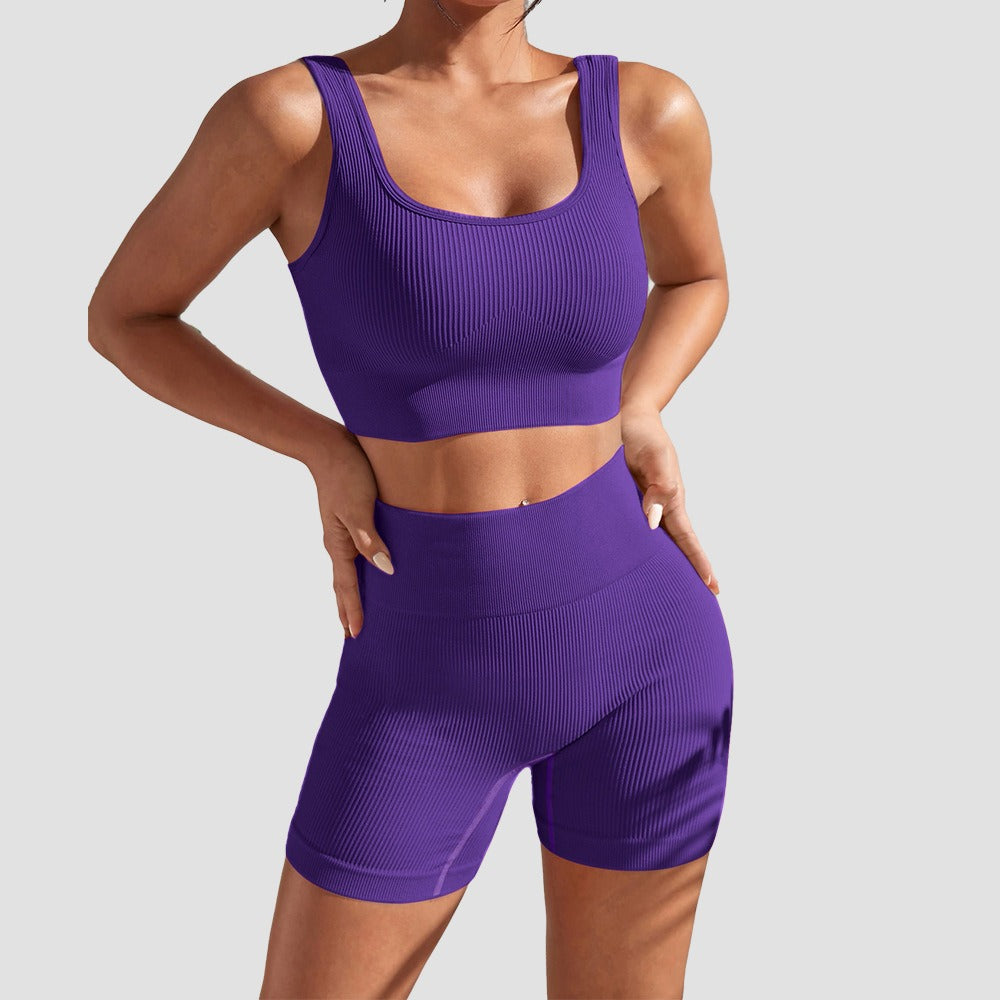 New Seamless Yoga Sports Top, Tight, Quick Drying, Moisture Absorbing, High Waist, Hip Lifting Yoga Pants, Fitness Set for Women - Mammalook