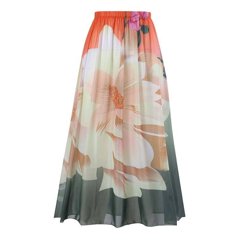Gradient Print Fashion Swimsuit Set Cover Up Biquini Naranja Swimwear With Skirt Patchwork Women's Bandage Summer Beach - Mammalook