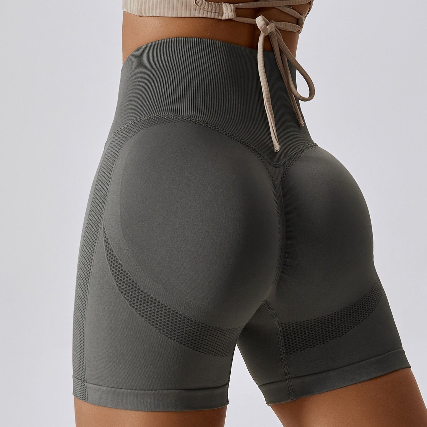 Seamless Yoga Shorts Honey Peach Hip Lift High Waist Fitness Pants Tight Running Sports Shorts for Women - Mammalook
