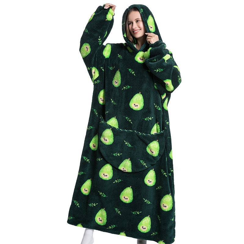 Super Long Flannel Blanket with Sleeves Winter Hoodies Sweatshirt Pullover Fleece Giant Wearable Blanket Hoodie Oversized - Mammalook