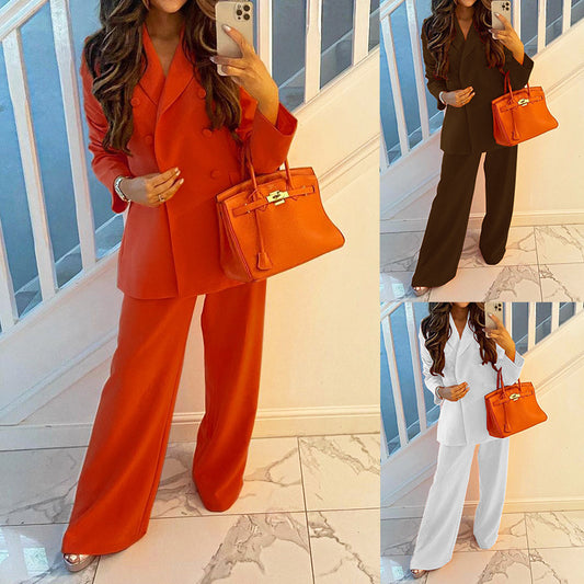 Suit Jacket with Casual Wide Leg Pants - Mammalook