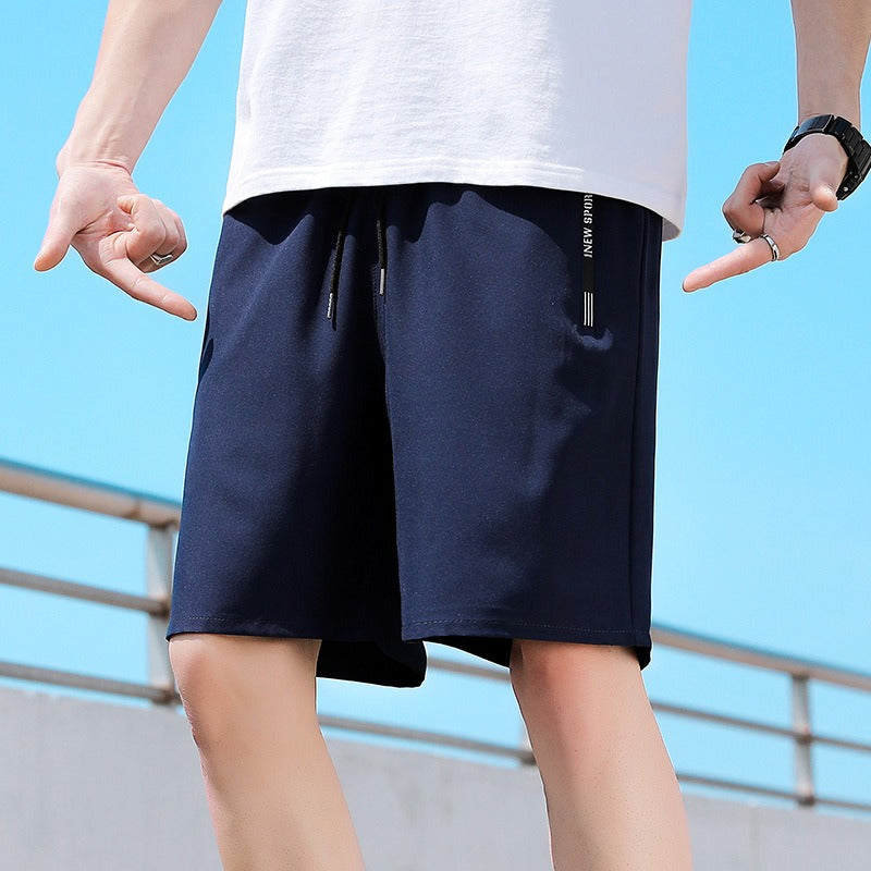 Shorts Mens New Quarter Pants Mens Solid Color Straight Tube Quick Drying Ice Silk Pants Korean Version Large Beach Pants - Mammalook