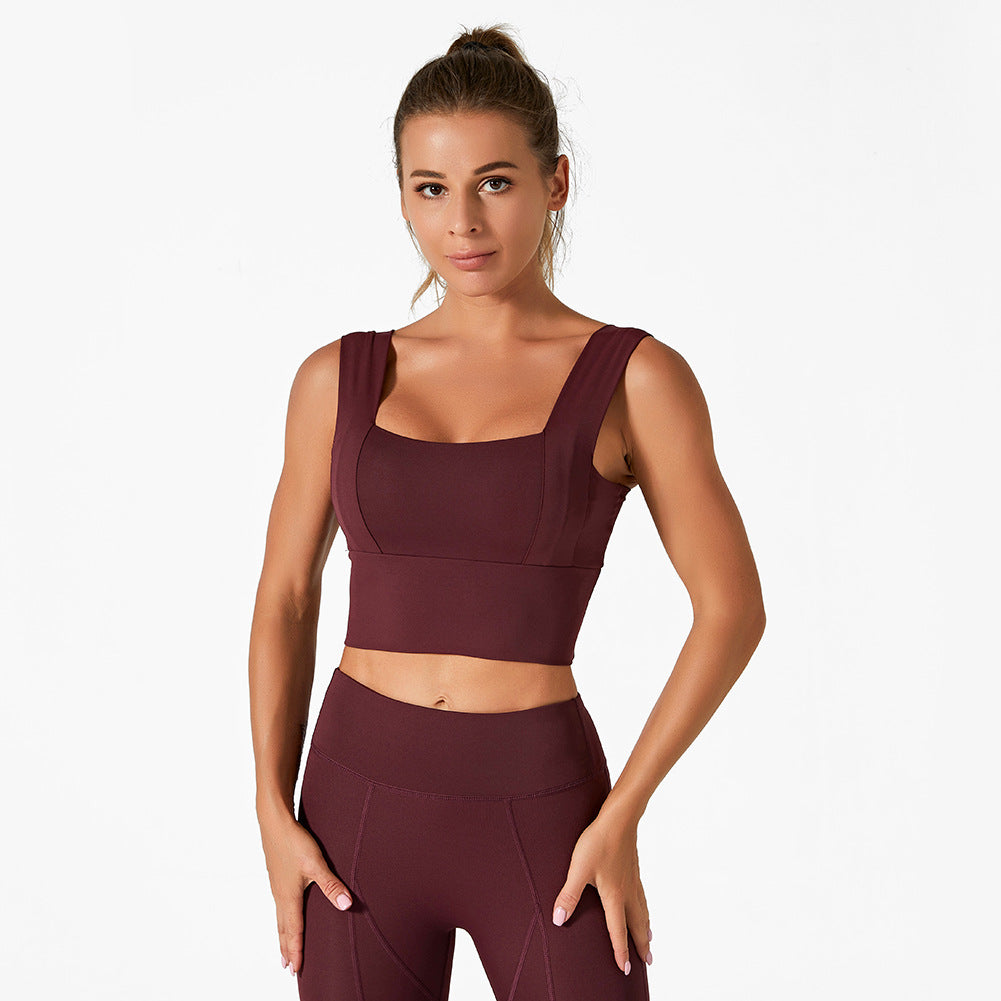 Fitness Running Shock proof Sports Bra Breathable Sweat wicking Gathering Quick drying Top Vest Tight Yoga Pants Set - Mammalook