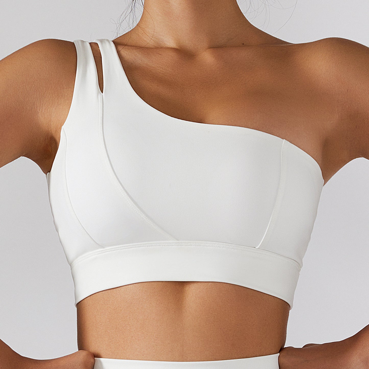One Piece Rib One Shoulder Yoga Back Bra Elastic Shock Proof Sports Bra Women's Running Fitness Vest - Mammalook