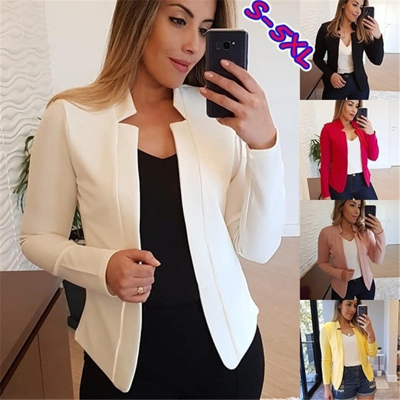 Hot selling solid color casual professional small suit jacket top for women's clothing - Mammalook