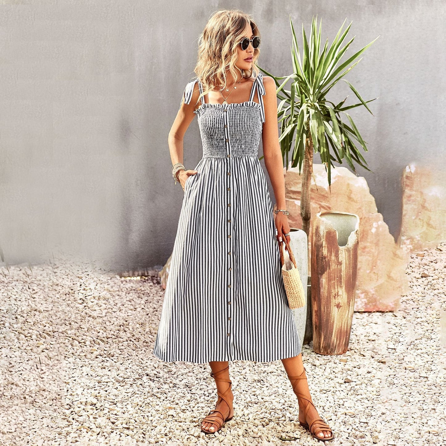 Women's Striped Slip Dress – Elegant Spring & Summer