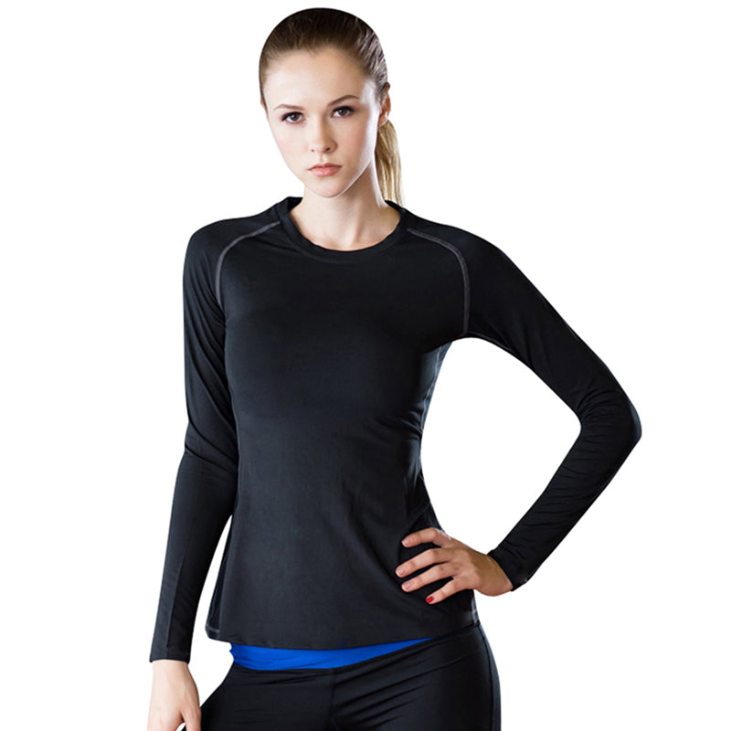 Base Layer Fitness Sport Shirt Quick Dry Women long Sleeves Top Gym jogging lady T-shirt Train Workout Clothing White Yoga Shirt - Mammalook