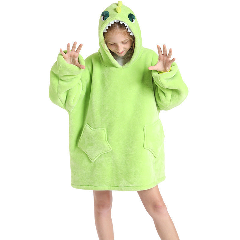 Sweater Flannel Plus Velvet Thick Double Layer Autumn And Winter Pullover Hooded Blanket - Mammalook