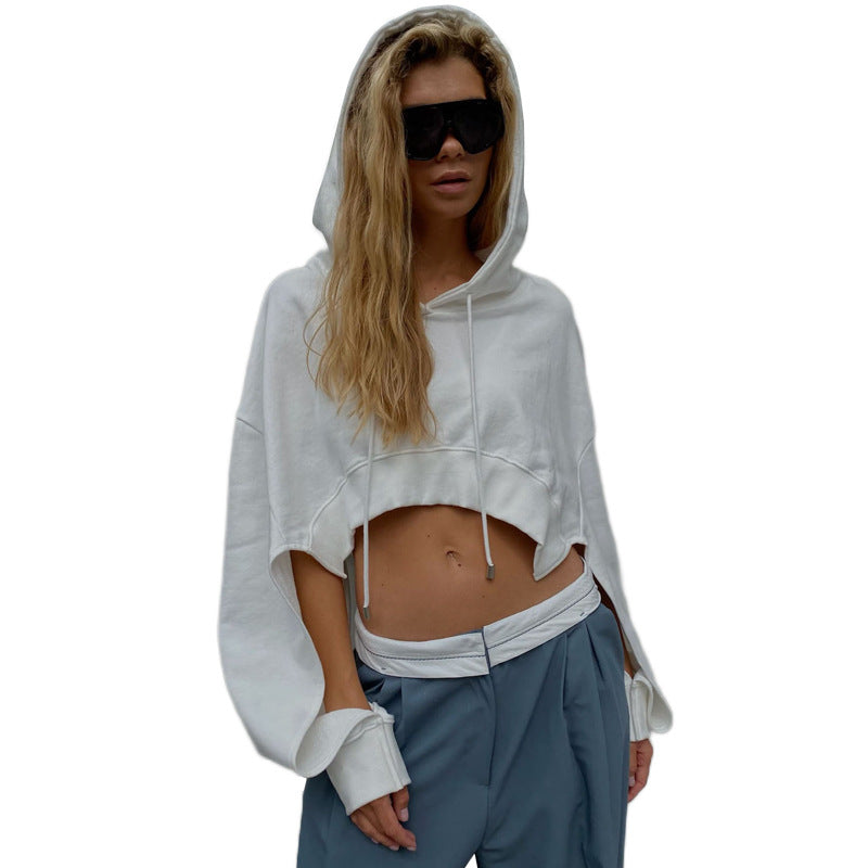 Autumn New Women's Fashion Long Sleeve Short Open Umbilical Relaxed Hoodie - Mammalook