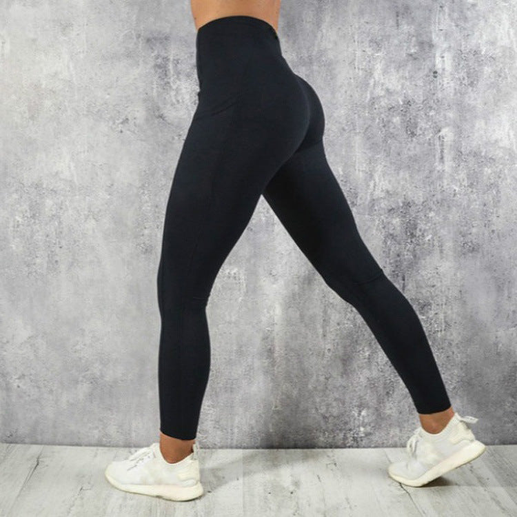 Women's High Waist High Elastic Side Pocket Multicolor Sports Running Fitness Yoga Leggings - Mammalook