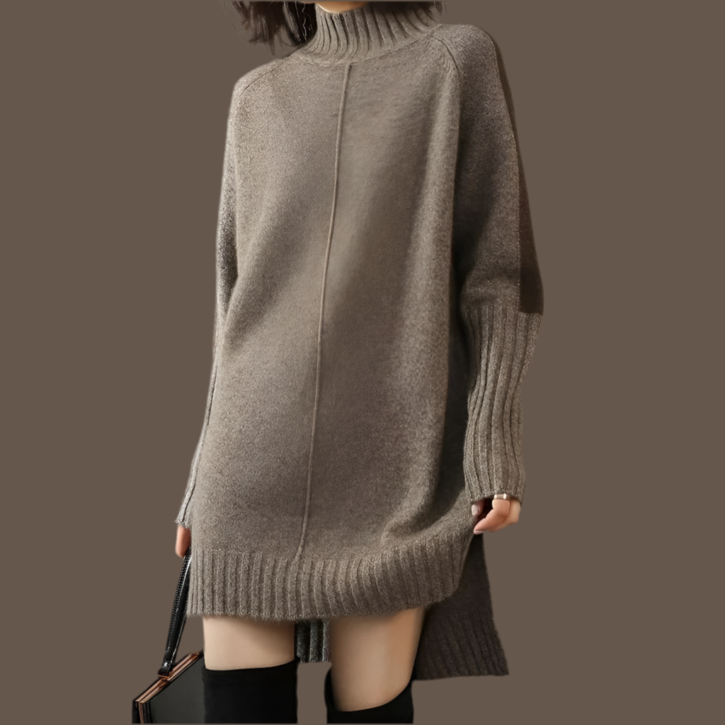 Turtleneck Knitted Sweater Women Pullovers Dress Autumn Winter Warm Thick Jumpers Wool Knit Crochet Y2k Split Jumper Cardigan