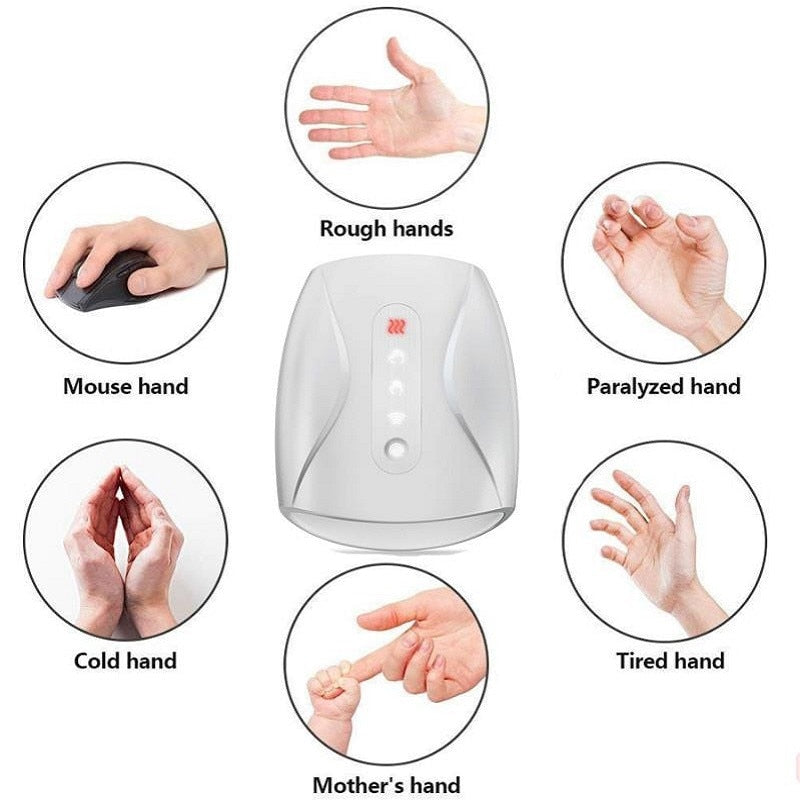 Electric Hand Massager Device Palm Finger Acupoint Wireless Massage with Air Pressure and Heat Compression For Women Beauty - Mammalook