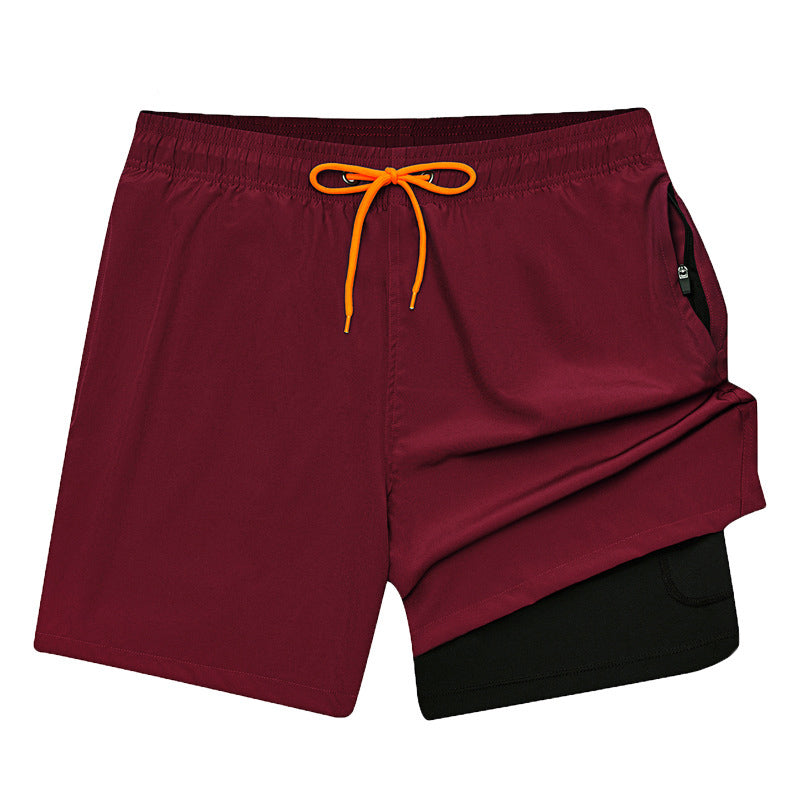 Mens Beach Pants, Zipper Pockets, 2 In 1 Swimming Pants, Mens Anti Embarrassment, Quick Drying, and Anti Splashing Solid Color Shorts - Mammalook