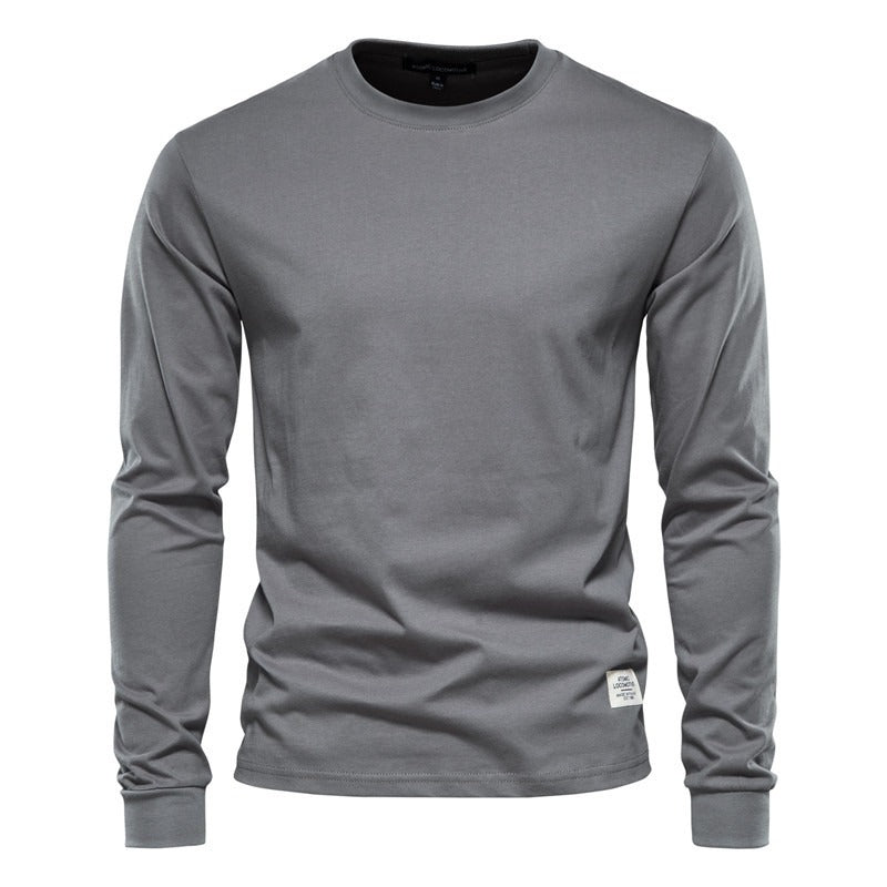 Autumn Fashion Long Sleeve New Men's Solid Long Sleeve Top High Street Inner Cotton T-Shirt - Mammalook
