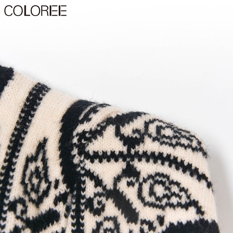 Vintage Jacquard Beading Sweaters for Women Fashion 2022 Autumn Winter Clothes Runway Designer Pull Femme Suéter De Navidad - Mammalook