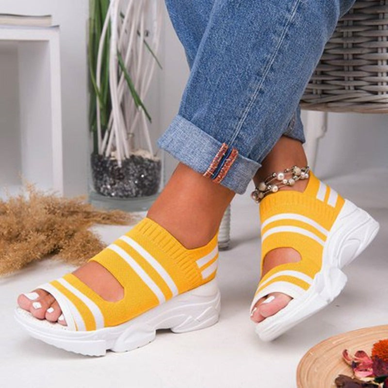 Summer flat shoes - elastic thick sole