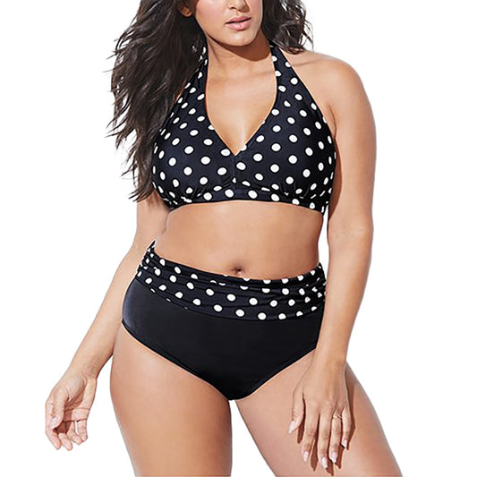 Sexy Bandage Bikinis Women High Waist Bikini Plus Size Women Polka Dot Print Beach Swimwear Swimwear Biquini - Mammalook