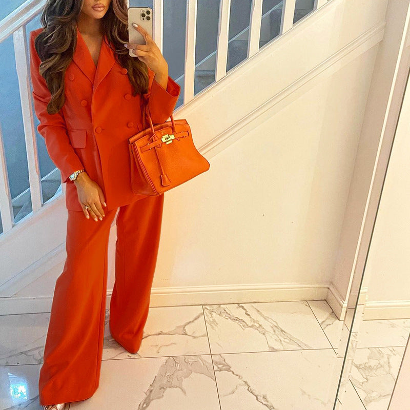 Suit Jacket with Casual Wide Leg Pants - Mammalook