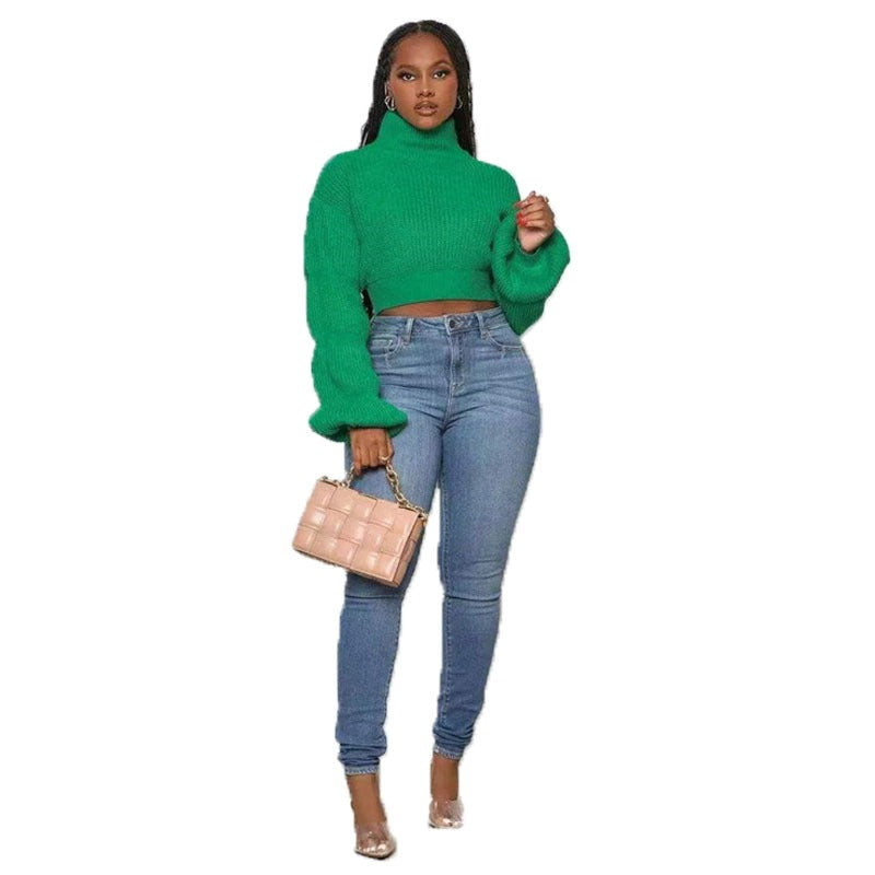 Slim Crop Top Female Elegant Short Pullover Sweaters - Mammalook
