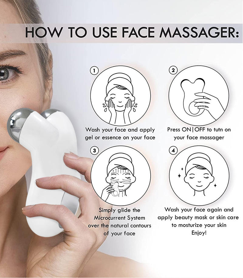 Face Micro Current Household Beauty Instrument Micro Current Second-Generation Beauty Instrument Roller Instrument 3D Lifting And Tightening Facial Beauty Instrument - Mammalook