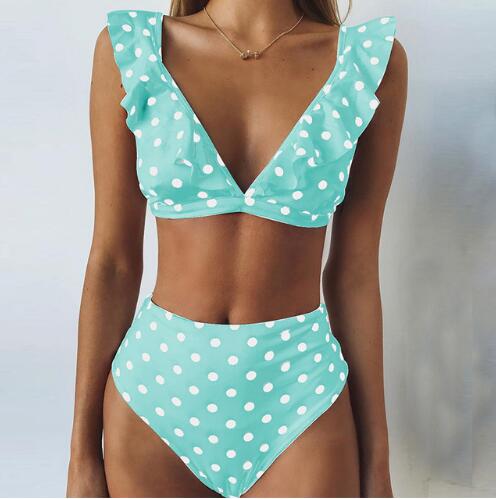High-Waist Polka Dot Bikini – Chic Summer Beachwear