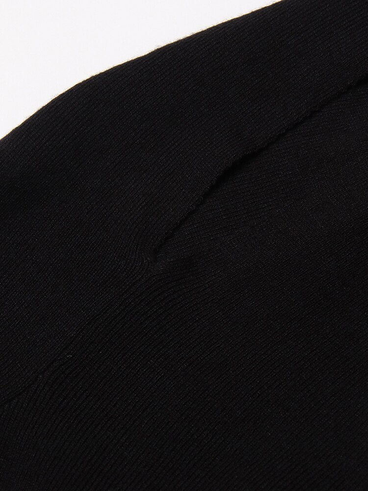 Knitting Sweater For Women Irregular Collar Long Sleeve Patchwork Hollow Out Chic Style Casual Sweaters Female Autumn - Mammalook