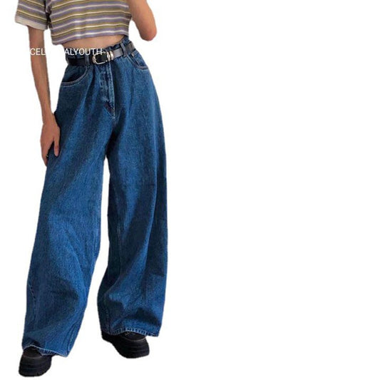 European and American Instagram Trendy Wide Leg Pants Cross border Exclusive Supply of Classic High Waist Denim Big Horn Pants in Stock - Mammalook