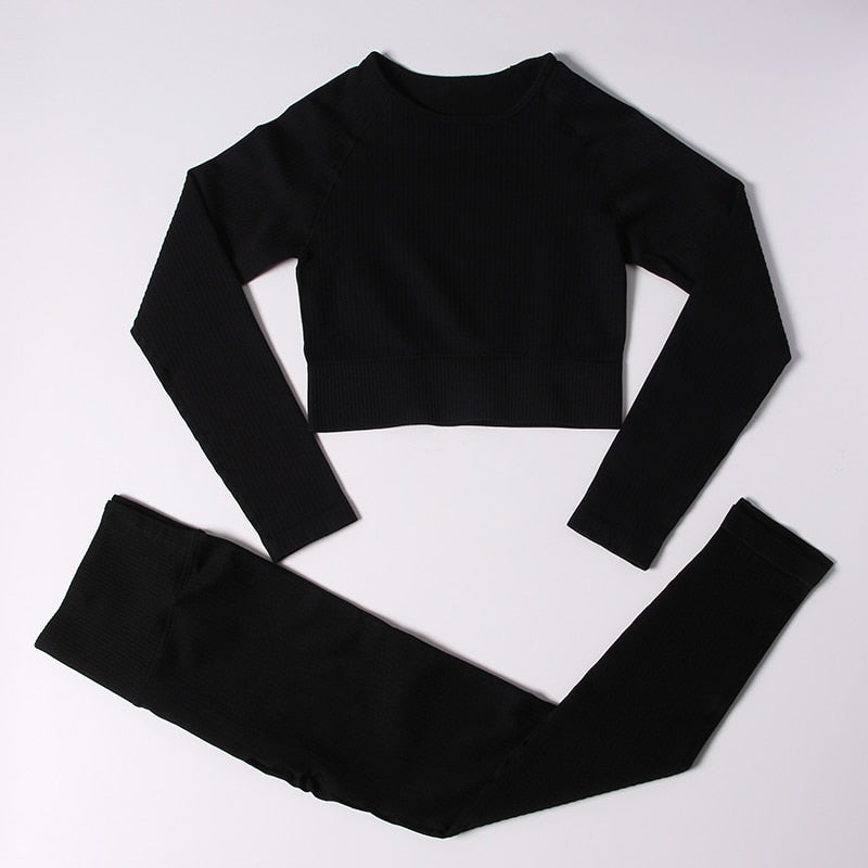 Women Gym Clothing Female High Waist Yoga Pants Tracksuit Women Fitness Clothing 2 Piece Set - Mammalook