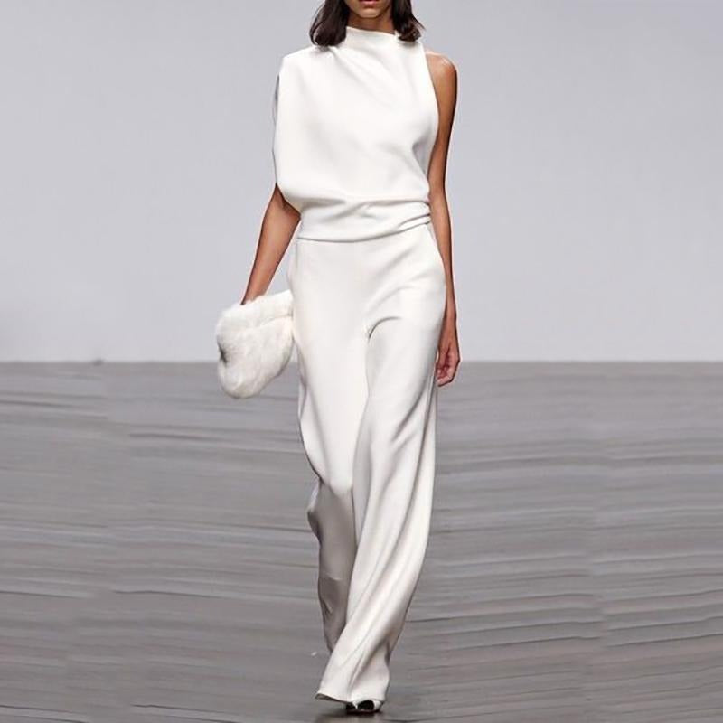 Single shoulder sleeve casual commuting jumpsuit - Mammalook