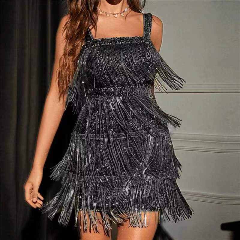 New sexy tassel camisole sequin dress - Mammalook