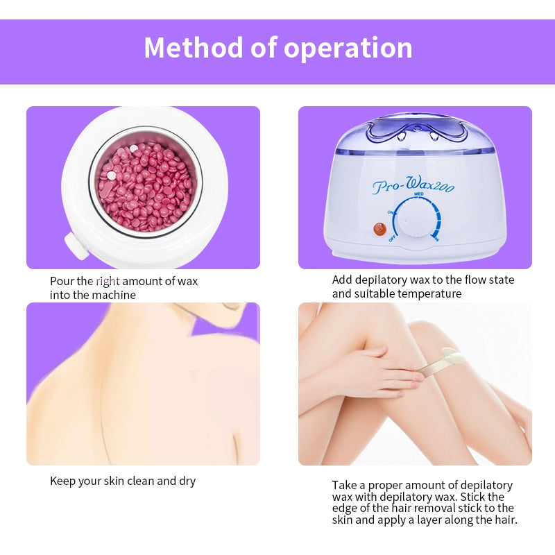 Electric Wax Heater Professionel Hand Feet Body Hair Removal Machine Hand Waxing Paraffin Epilator Mini SPA Wax pot kit - Mammalook