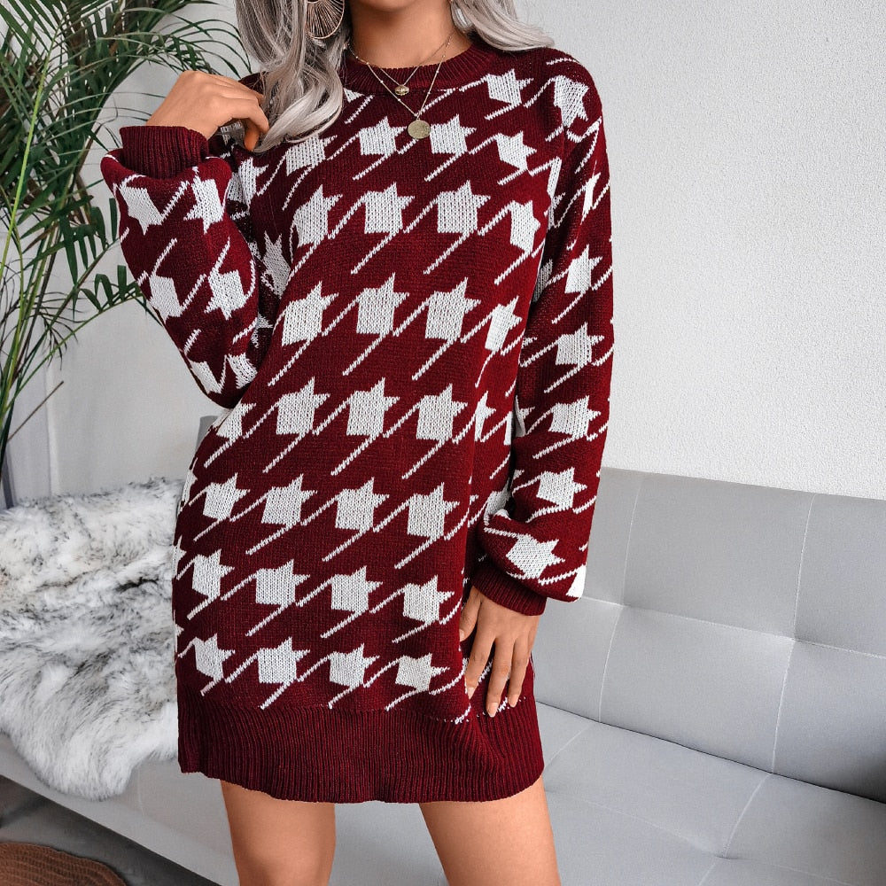 Off Shoulder Knitted Sweater Dresses For Women Autumn Winter Lantern Long Sleeve Dress Ladies Casual Dress White Black - Mammalook