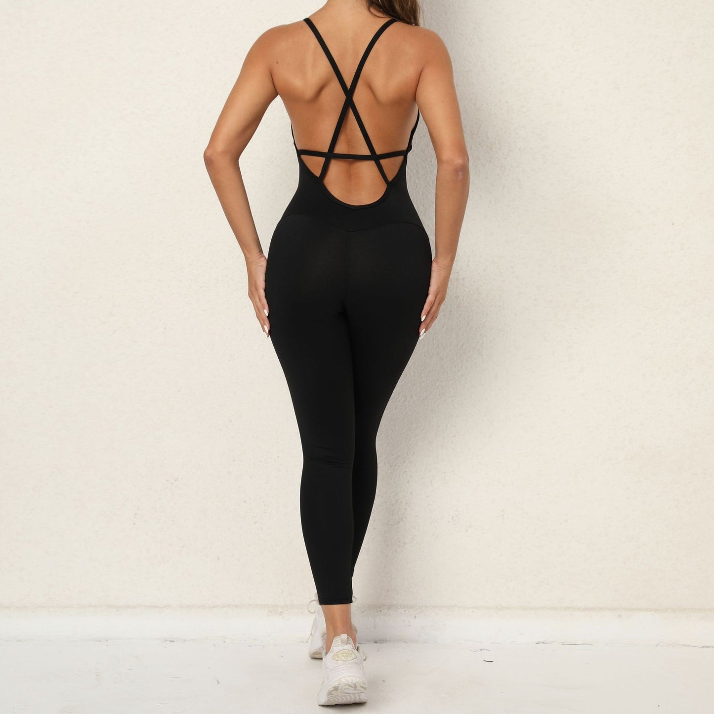 European and American V Neck, No Awkward Thread, Tight Backless One Piece Yoga Pants, Sports Running, Fitness Yoga Pants - Mammalook