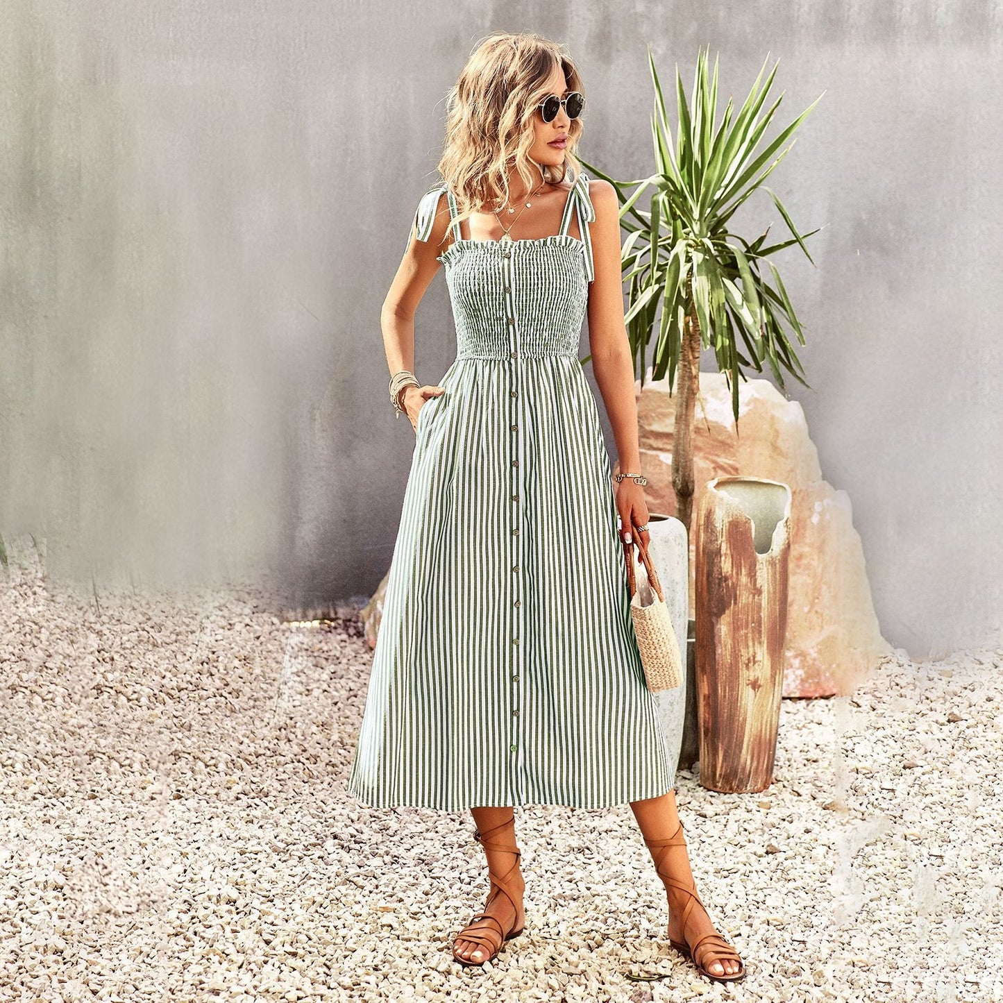 Women's Striped Slip Dress – Elegant Spring & Summer
