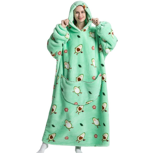 Super Long Flannel Blanket with Sleeves Winter Hoodies Sweatshirt Pullover Fleece Giant Wearable Blanket Hoodie Oversized - Mammalook