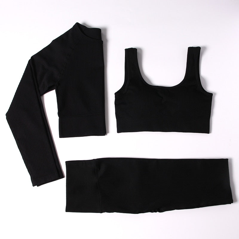 Women Gym Clothing Female High Waist Yoga Pants Tracksuit Women Fitness Clothing 2 Piece Set - Mammalook