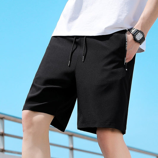 Shorts Mens New Quarter Pants Mens Solid Color Straight Tube Quick Drying Ice Silk Pants Korean Version Large Beach Pants - Mammalook