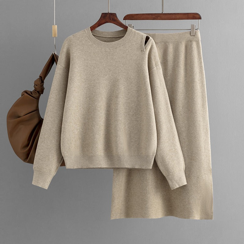 Two Pieces Outfit Women Casual 2 Piece Knit Sweater Skirt Sets Knitted Women Clothing - Mammalook