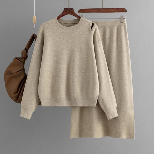 Two Pieces Outfit Women Casual 2 Piece Knit Sweater Skirt Sets Knitted Women Clothing - Mammalook
