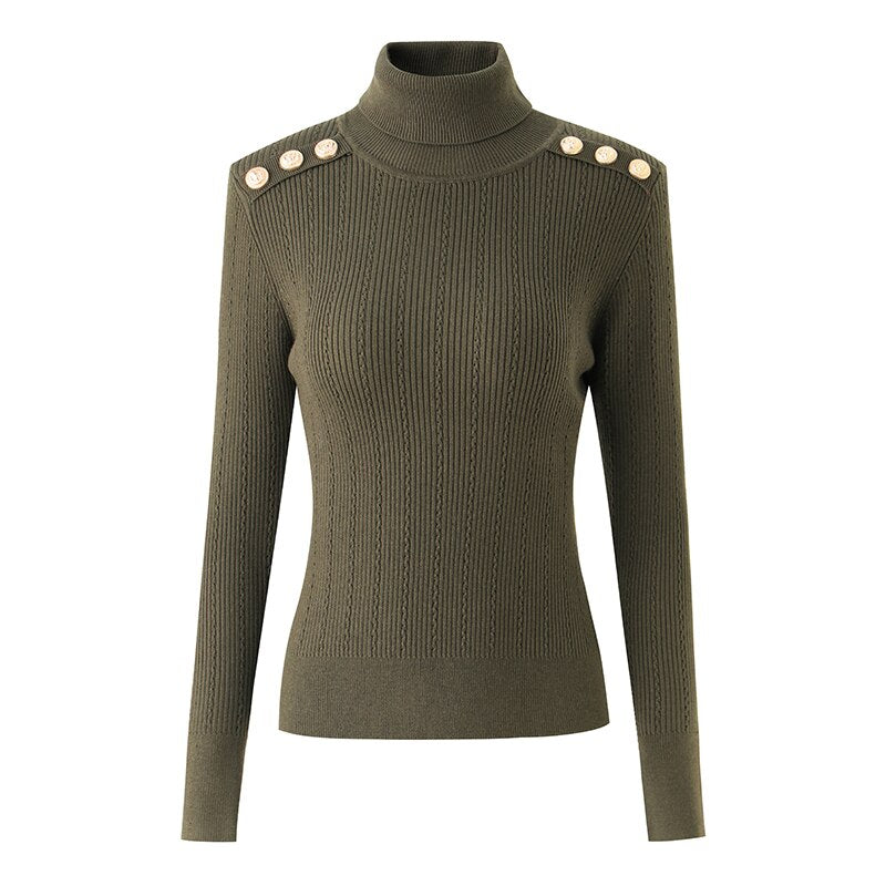 Harley Fashion Women Winter Wool Blend Black Turtleneck Pullover Sweater Top Quality Casual Knit Fabric - Mammalook