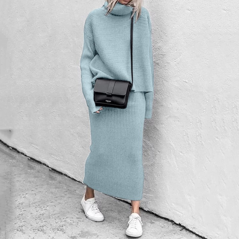 European and American women's autumn new casual loose fashion long skirt two-piece set - Mammalook