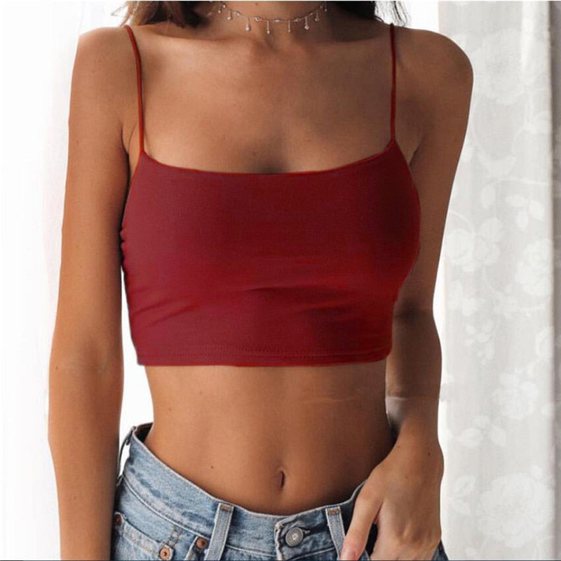 New Fashion Women Sexy Crop Tops Solid Summer Camis Women Casual Tank Tops Vest Sleeveless Crop Tops blusas - Mammalook